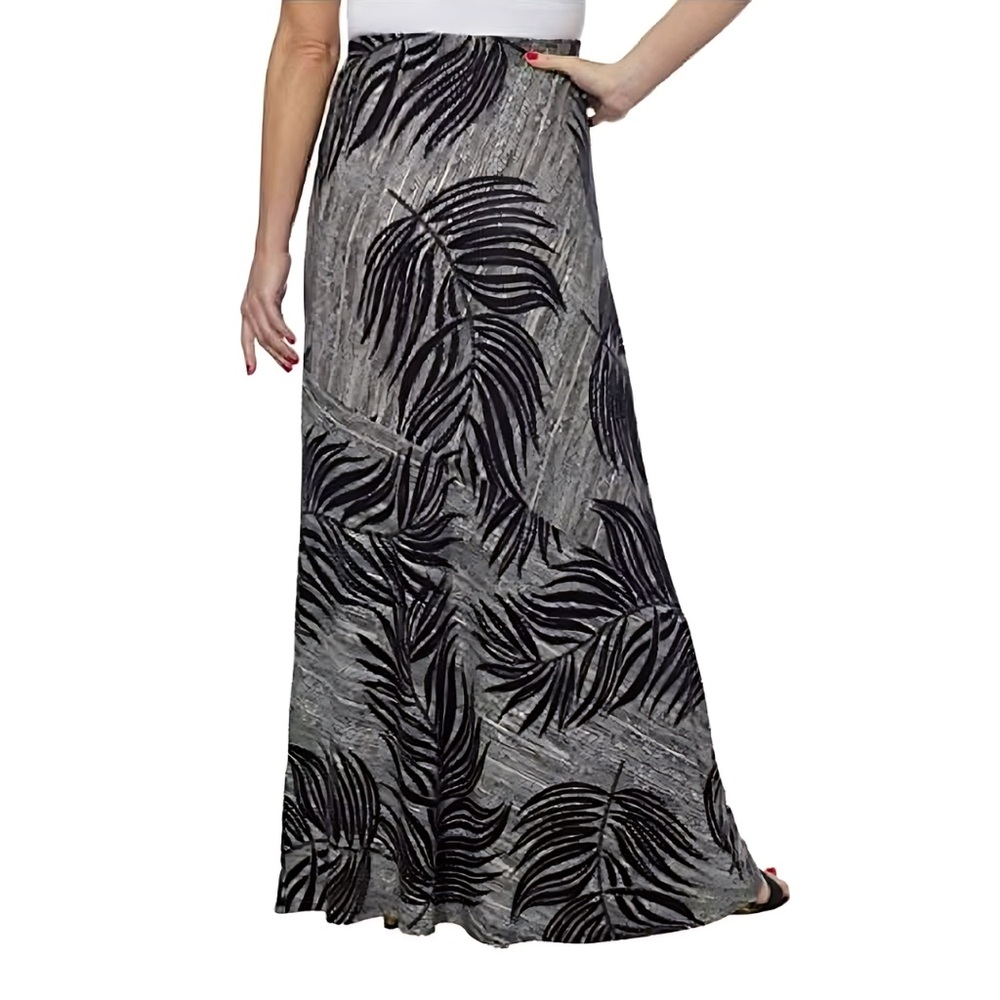Matty M Maxi Long Stretch Womens Skirt (X-Small, Black/Print)